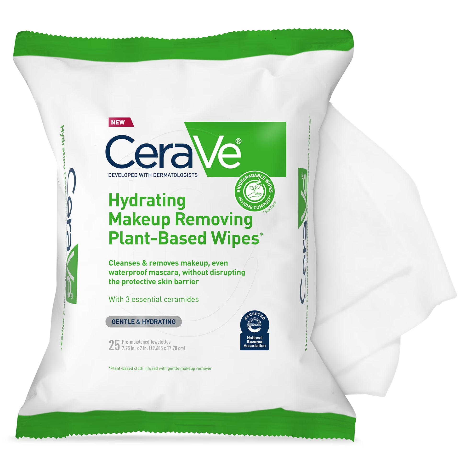 Hydrating Makeup Removing Plant-Based Wipes, 25 Count